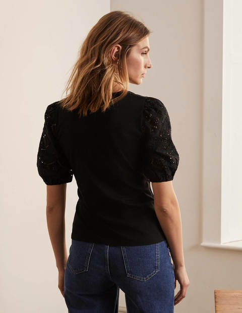 Abigail Puff Sleeve Jersey Top - Black Abigail Puff Sleeve Jersey Top - Black