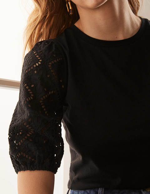 Abigail Puff Sleeve Jersey Top - Black Abigail Puff Sleeve Jersey Top - Black