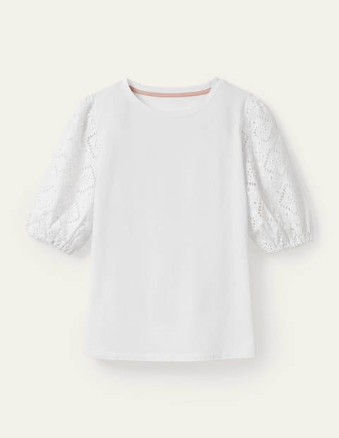 Abigail Puff Sleeve Jersey Top - White Abigail Puff Sleeve Jersey Top - White