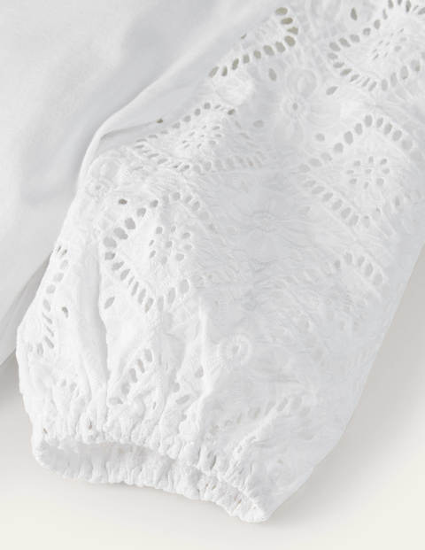 Abigail Puff Sleeve Jersey Top - White Abigail Puff Sleeve Jersey Top - White