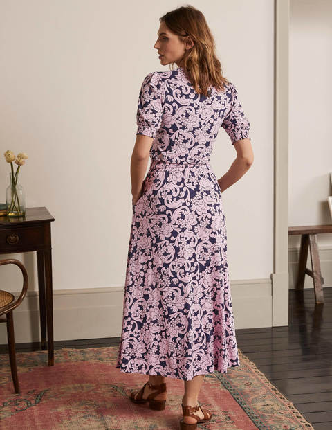 Sophia Smocked Midi Dress - Soft Peony, Groovy Floral Sophia Smocked Midi Dress - Soft Peony, Groovy Floral