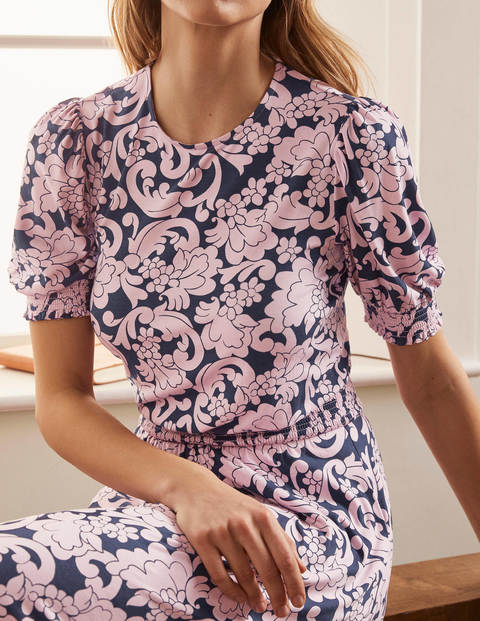 Sophia Smocked Midi Dress - Soft Peony, Groovy Floral Sophia Smocked Midi Dress - Soft Peony, Groovy Floral