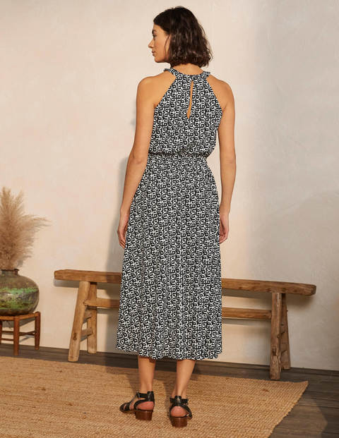 Robe midi dos-nu en jersey - Noir, tuile marocaine Robe midi dos-nu en jersey - Noir, tuile marocaine