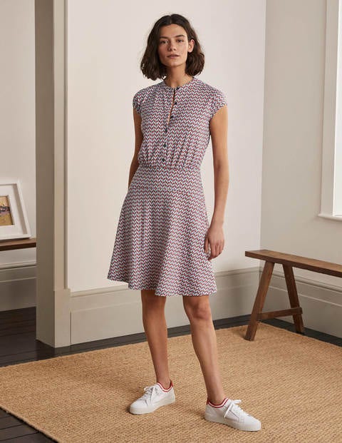 Einfaches Hemdblusenkleid aus Jersey - Französisches Navy, Pappelblätter Einfaches Hemdblusenkleid aus Jersey - Französisches Navy, Pappelblätter