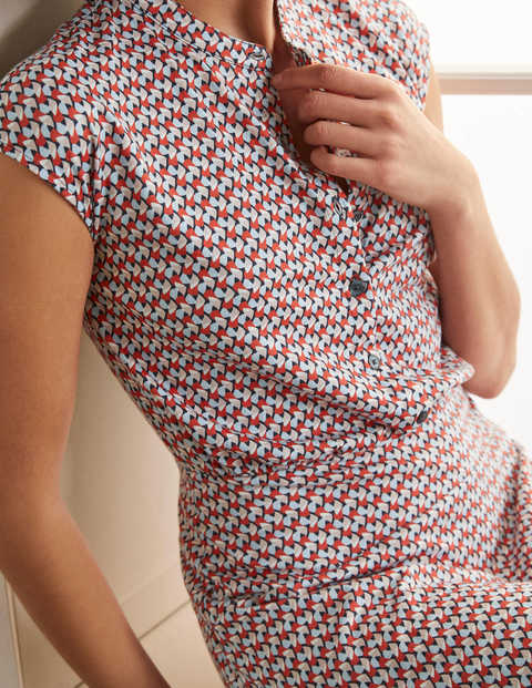 Einfaches Hemdblusenkleid aus Jersey - Französisches Navy, Pappelblätter Einfaches Hemdblusenkleid aus Jersey - Französisches Navy, Pappelblätter