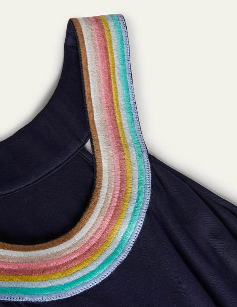 Striped Neck Jersey Maxi Dress - Navy Striped Neck Jersey Maxi Dress - Navy