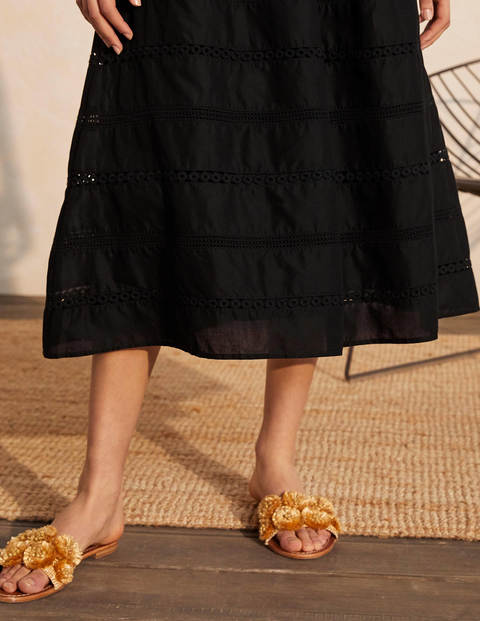 Woven Mix Trim Detail Dress - Black Woven Mix Trim Detail Dress - Black
