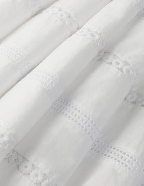 Woven Mix Trim Detail Dress - White Woven Mix Trim Detail Dress - White