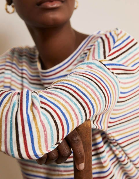 Ottilie Linen Jersey Top - Metallic Rainbow Multi Stripe Ottilie Linen Jersey Top - Metallic Rainbow Multi Stripe