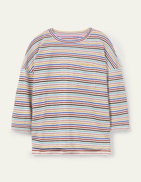 Ottilie Linen Jersey Top - Metallic Rainbow Multi Stripe Ottilie Linen Jersey Top - Metallic Rainbow Multi Stripe