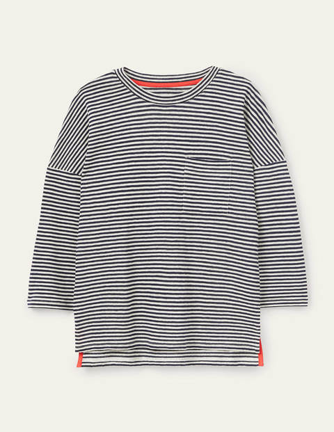 Ottilie Linen Jersey Top - Navy/ Ivory Ottilie Linen Jersey Top - Navy/ Ivory
