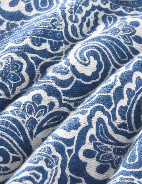 Burford Gemusterter Pullover - Dunkles Petrolblau, Sommerliches Paisleymuster Burford Gemusterter Pullover - Dunkles Petrolblau, Sommerliches Paisleymuster