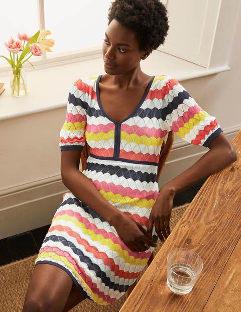 Margie Knitted Dress - Surf and Party Pink Stripe