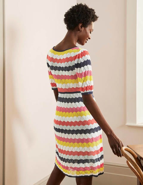 Robe Margie en maille - Rayé écume et rose festif Robe Margie en maille - Rayé écume et rose festif