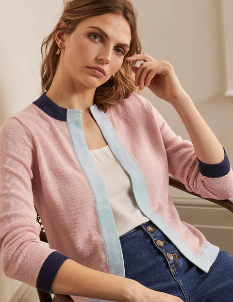 Dalton Leinencardigan - Milchshake, Blockfarben Dalton Leinencardigan - Milchshake, Blockfarben