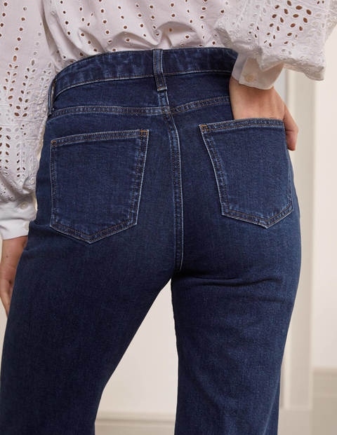 Lässige Schlaghose mit Knopfleiste - Dunkles Vintageblau Lässige Schlaghose mit Knopfleiste - Dunkles Vintageblau