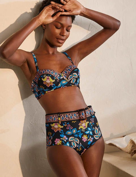 Bas de bikini Kythira avec ceinture - Noir, motif Summer Chintz Bas de bikini Kythira avec ceinture - Noir, motif Summer Chintz