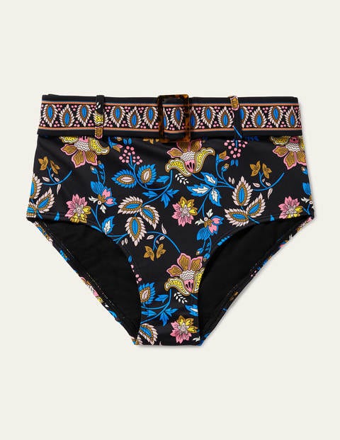 Bas de bikini Kythira avec ceinture - Noir, motif Summer Chintz Bas de bikini Kythira avec ceinture - Noir, motif Summer Chintz