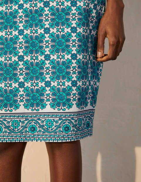 Gabriella Pencil Skirt - Ivory and Indian Ocean Gabriella Pencil Skirt - Ivory and Indian Ocean