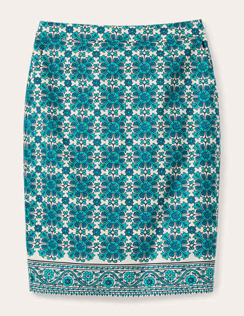 Gabriella Pencil Skirt - Ivory and Indian Ocean Gabriella Pencil Skirt - Ivory and Indian Ocean