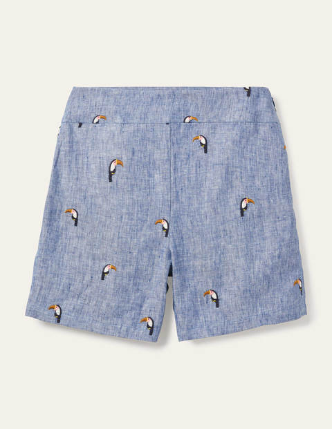 Hornsea Linen Shorts - Chambray with Toucans Hornsea Linen Shorts - Chambray with Toucans