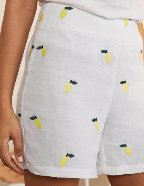 Hornsea Linen Shorts - White with Lemons Hornsea Linen Shorts - White with Lemons