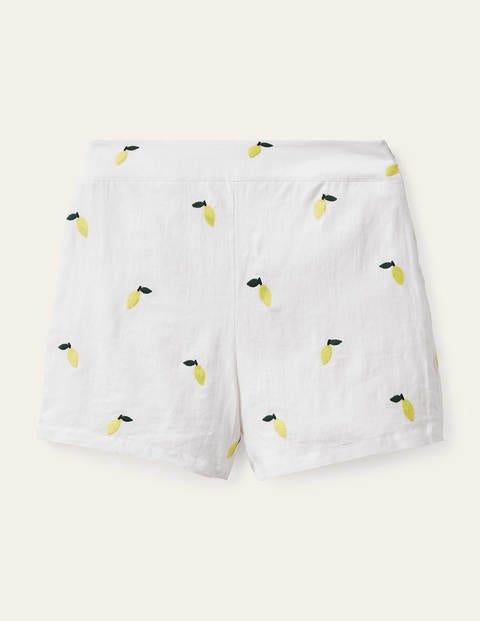 Hornsea Linen Shorts - White with Lemons Hornsea Linen Shorts - White with Lemons