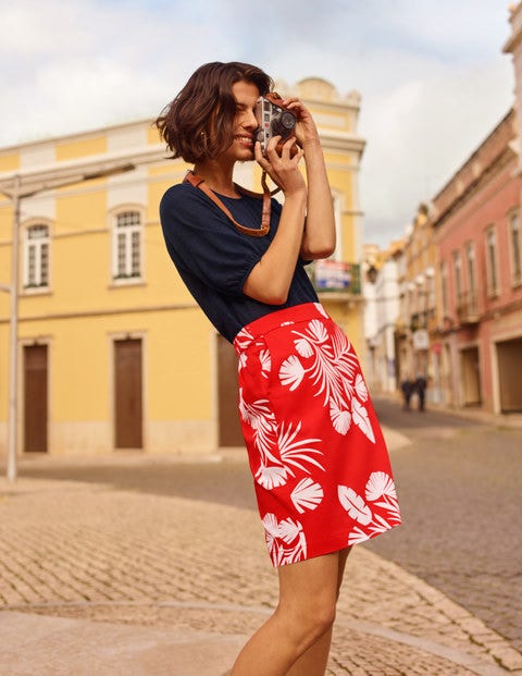 Danby Pull On Mini Skirt - Cherry Red, Jungle Bouquet Danby Pull On Mini Skirt - Cherry Red, Jungle Bouquet