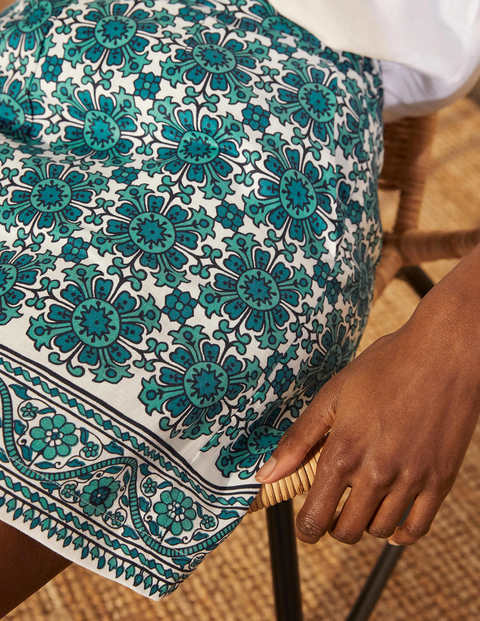 Georgina Linen Shorts - Indian Ocean, Flora Tile Georgina Linen Shorts - Indian Ocean, Flora Tile