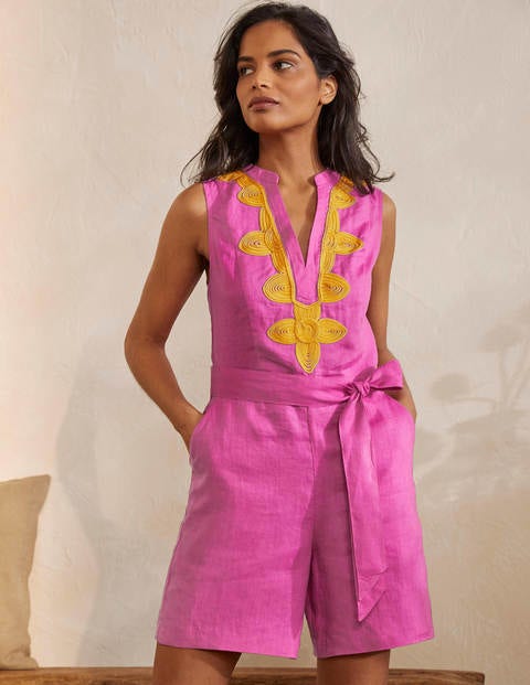 Bella Embroidered Playsuit - Pop Pansy/Daffodil Bella Embroidered Playsuit - Pop Pansy/Daffodil