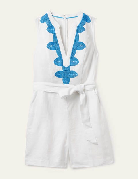 Bella Embroidered Romper - White Bella Embroidered Romper - White