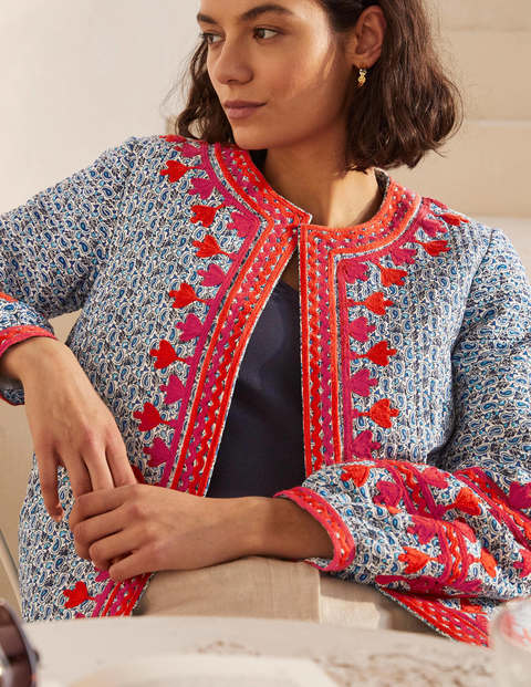 Baumwolljacke mit Stickerei - Naturweiß, Paisleymuster Baumwolljacke mit Stickerei - Naturweiß, Paisleymuster