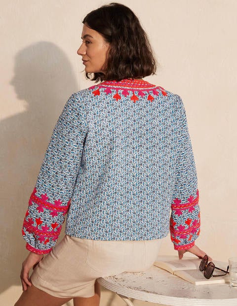 Baumwolljacke mit Stickerei - Naturweiß, Paisleymuster Baumwolljacke mit Stickerei - Naturweiß, Paisleymuster