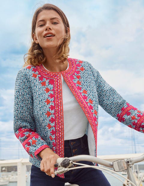 Embroidered Cotton Jacket - Ivory, Pretty Paisley