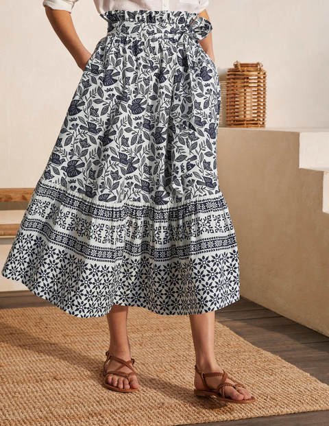 Jane Tiered Cotton Skirt - Ivory, Meadow Flight Jane Tiered Cotton Skirt - Ivory, Meadow Flight