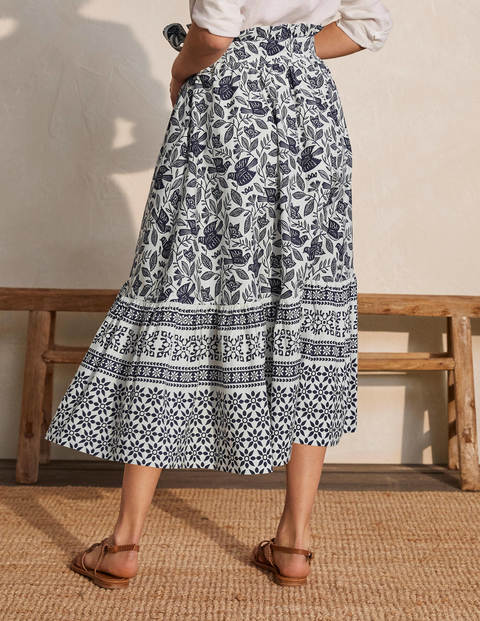 Jane Tiered Cotton Skirt - Ivory, Meadow Flight Jane Tiered Cotton Skirt - Ivory, Meadow Flight