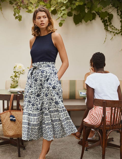 Jane Tiered Cotton Skirt - Ivory, Meadow Flight Jane Tiered Cotton Skirt - Ivory, Meadow Flight