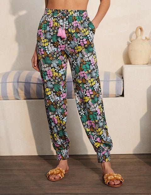 Cecilia Cuffed Pants - Black, Jungle Floral Cecilia Cuffed Pants - Black, Jungle Floral