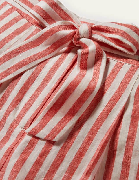 Paperbag-Leinenshorts - Kirschrot, Gestreift Paperbag-Leinenshorts - Kirschrot, Gestreift