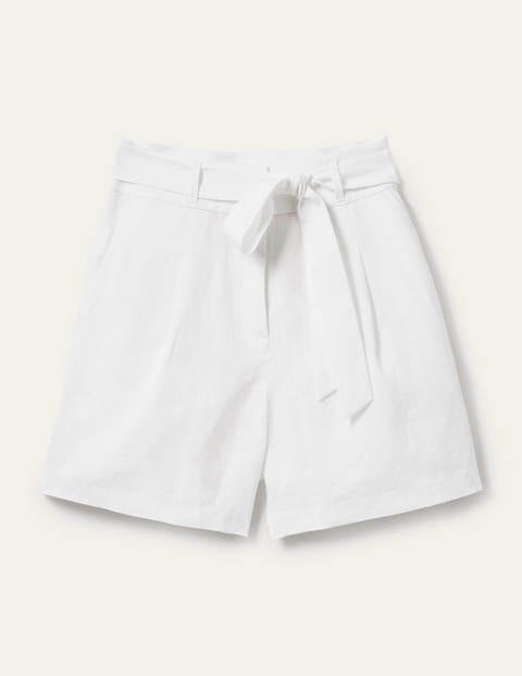 Paperbag-Leinenshorts - Weiß Paperbag-Leinenshorts - Weiß