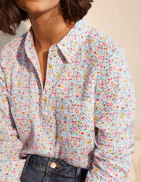 Linen Shirt - Ivory, Leafy Floral Linen Shirt - Ivory, Leafy Floral