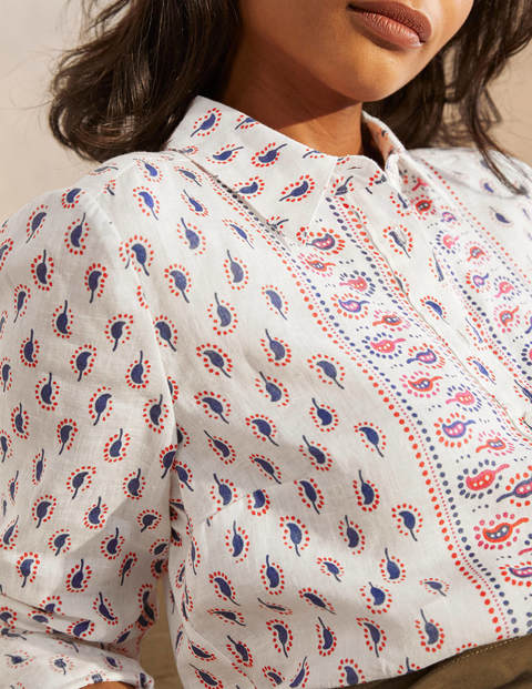 Chemise en lin - Ivoire, motif Paisley Stamp Chemise en lin - Ivoire, motif Paisley Stamp