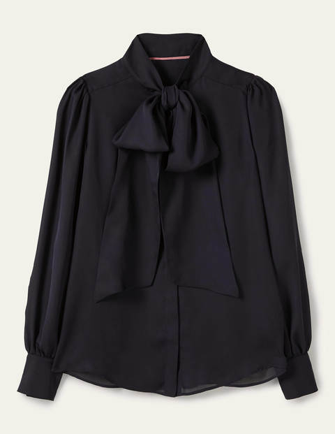 Icons Pussy Bow Blouse - Navy Icons Pussy Bow Blouse - Navy