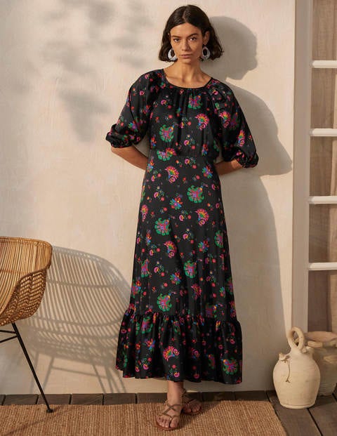 Icons Raglan Maxi Dress - Black Opulent Posy Icons Raglan Maxi Dress - Black Opulent Posy