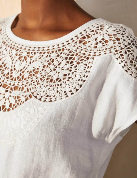 Robe Fleur brodée en lin - Blanc Robe Fleur brodée en lin - Blanc