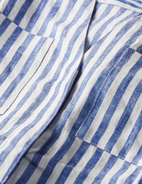Robe-chemise Evie en lin - Rayé bleu des cimes Robe-chemise Evie en lin - Rayé bleu des cimes