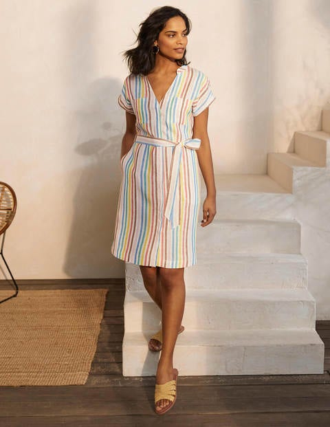 Evie Linen Shirt Dress - Multistripe Evie Linen Shirt Dress - Multistripe