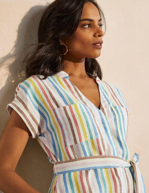 Evie Linen Shirt Dress - Multistripe Evie Linen Shirt Dress - Multistripe