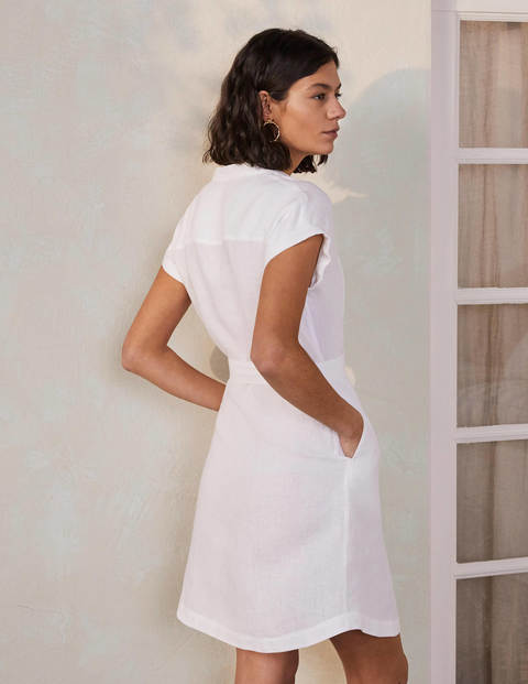 Evie Linen Shirt Dress - White Evie Linen Shirt Dress - White