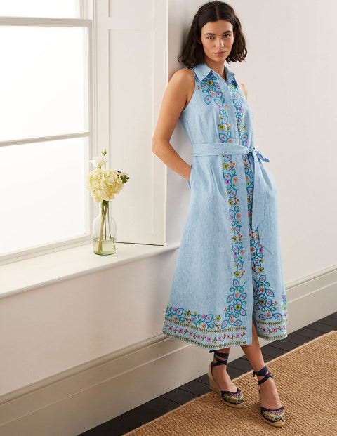 Robe-chemise Kate en lin - Rayé bleu marocain Robe-chemise Kate en lin - Rayé bleu marocain